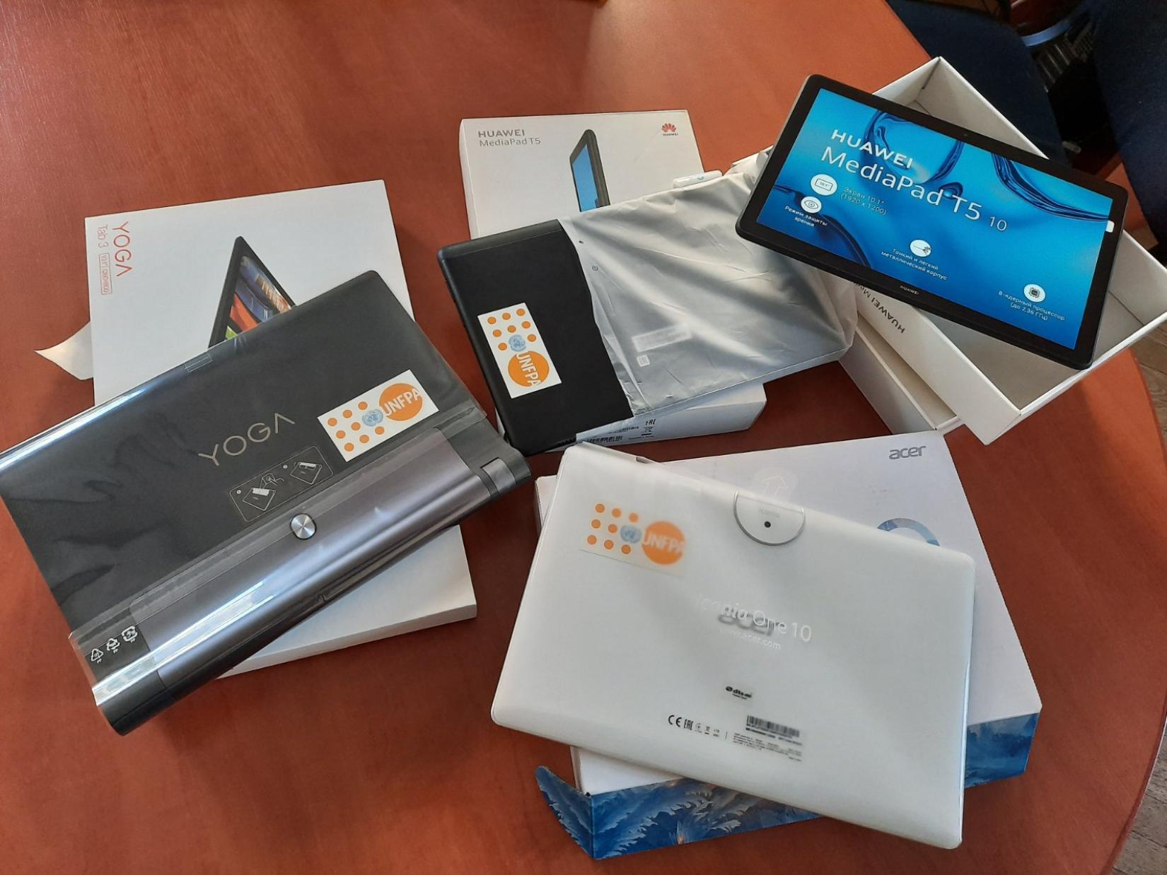Tablets with UNFPA logo.