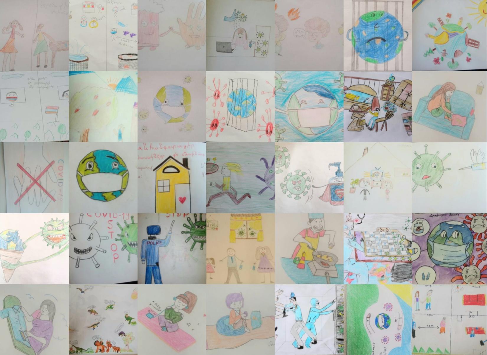 The children's masterpieces reflecting their life before, during and after coronavirus.