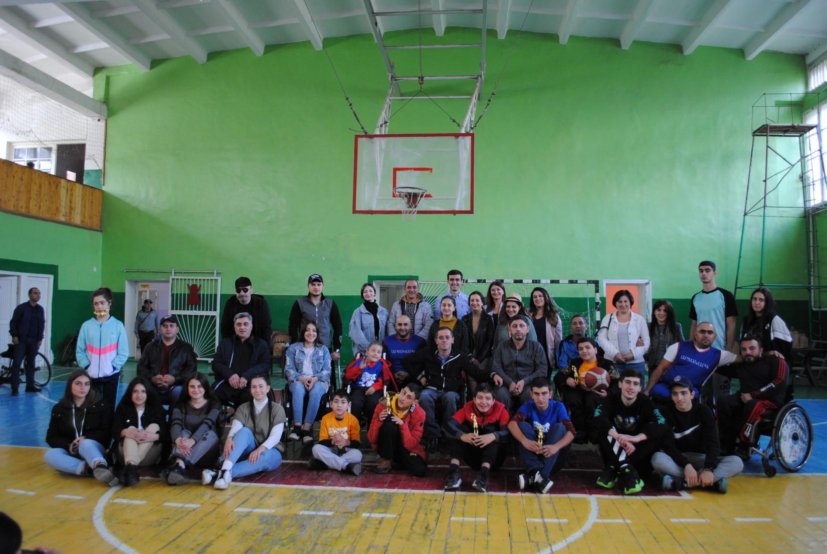 1.	Group photo of the participants of the launch event of the first wheelchair basketball team in Vanadzor, at the "Albert Azaryan Center" Sports School in Vanadzor.