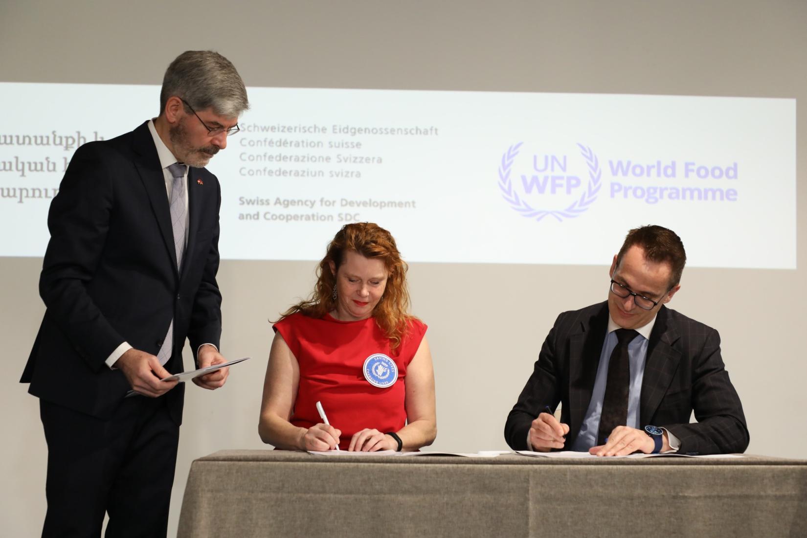 During the official project signing ceremony between the SDC and the WFP.