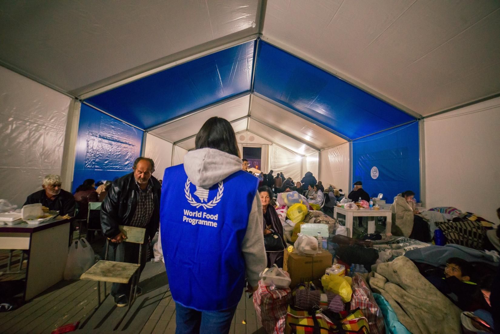 A WFP employee standing in the refugee center in Syunik.