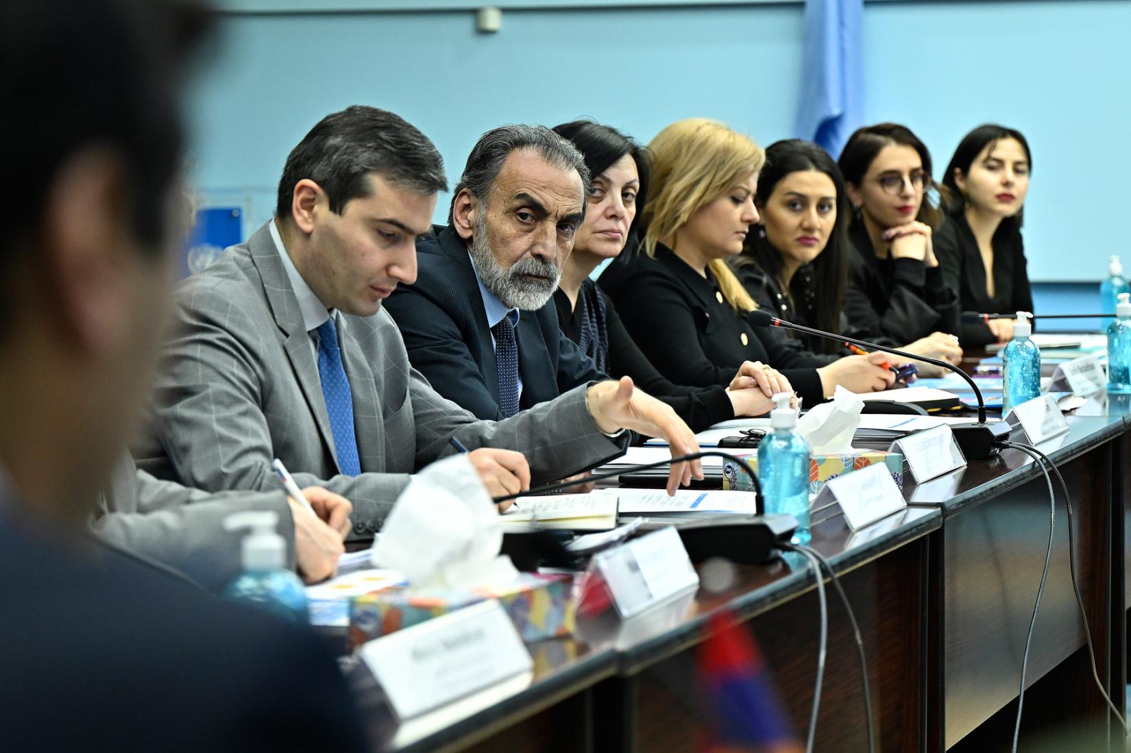 8 people attending the Kick-Off meeting of the outcome groups for the 2021-2025 UN Sustainable Development Cooperation Framework for Armenia.