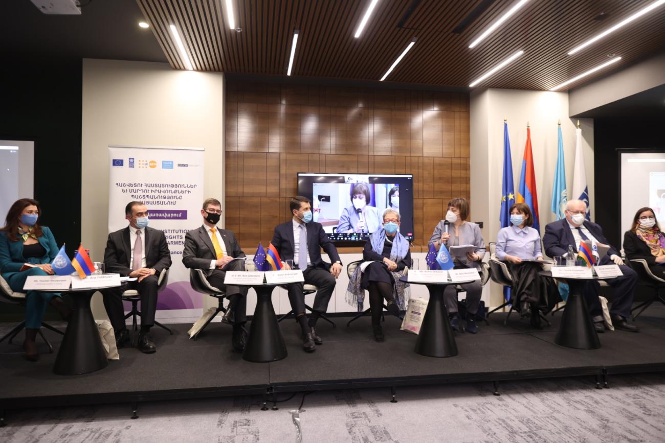The representatives of the Government of Armenia, diplomatic community, international organisations, and civil society at the launch of the project.