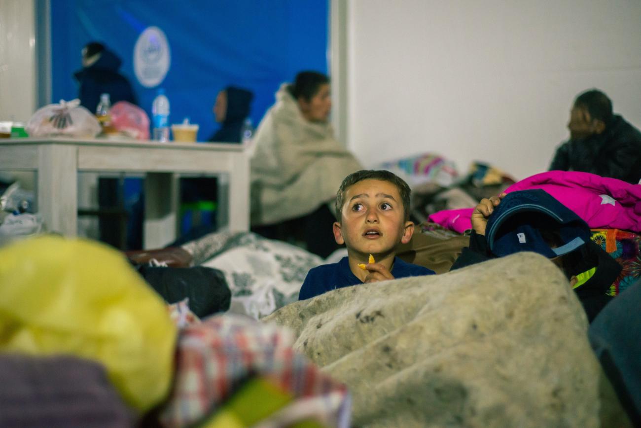 A child in the refugee center in Syunik region.