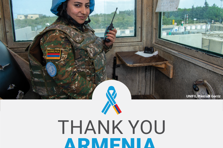 Armenian servicewoman in UN peacekeeping environment.