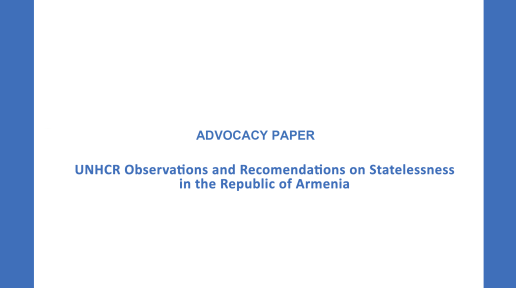 UNHCR Armenia Advocacy paper cover page