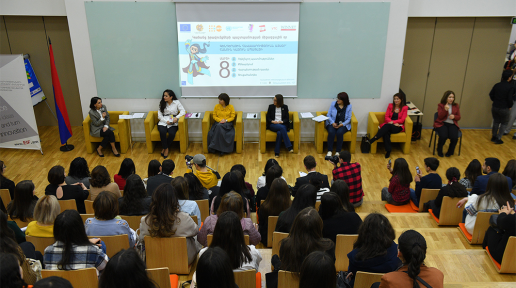 The speakers of the March 8 event held at Vanadzor Technology Center․