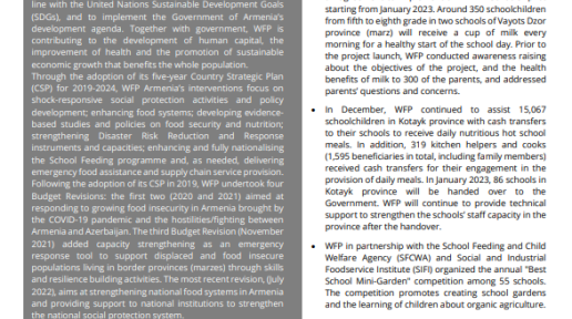 WFP Armenia December 2022 Country Brief cover.